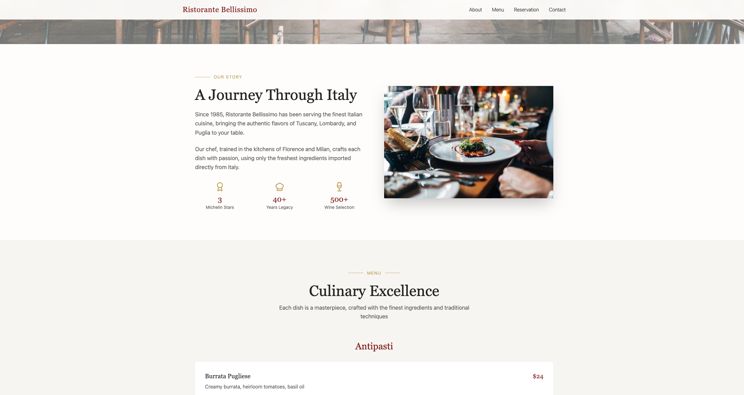 Ristorante Bellissimo Website
